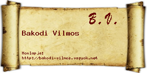 Bakodi Vilmos névjegykártya